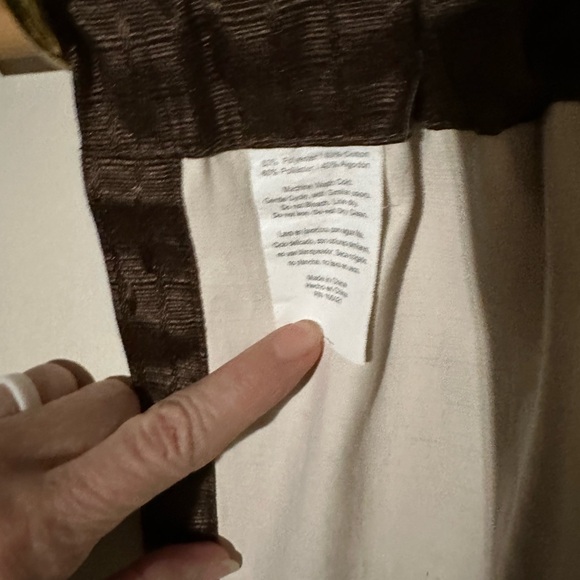 CURTAIN PANEL L 45” W 40” BROWN POLYESTER COTTON WINDOW TREATMENT COVERING DRAPE - Picture 5 of 6